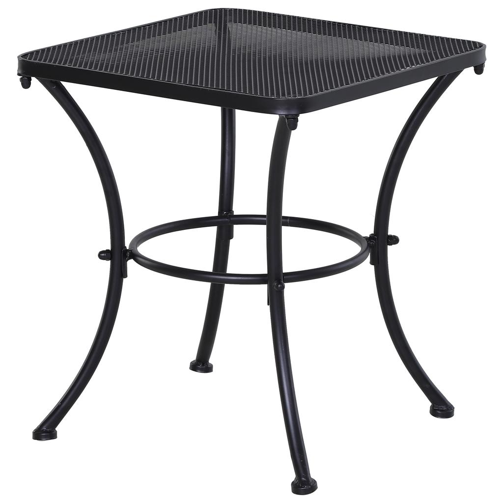 Náměstí zahradní stůl 45 cm. Venkovní kovový bistro stolek s pletenou deskou. Černá