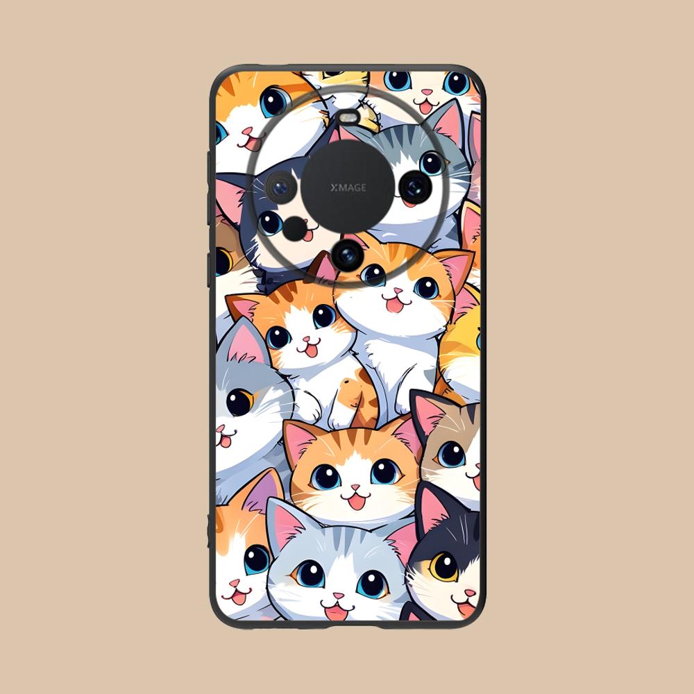 Kitten Cute Cat Kawaii Phone Case for Huawei Mate 60 50 40 30 20 10 Pro Plus Lite E 5G Black Luxury Cellphones Pretty