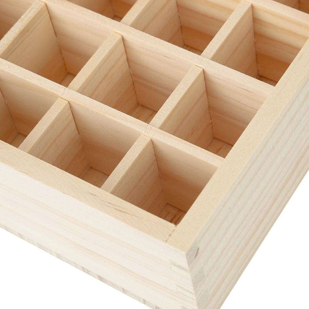 Wooden Material 32 Grids Wooden Essential Oil Storage Box 36 Bottles Capacity Aromatherapy Fragrance Bottle Organizer