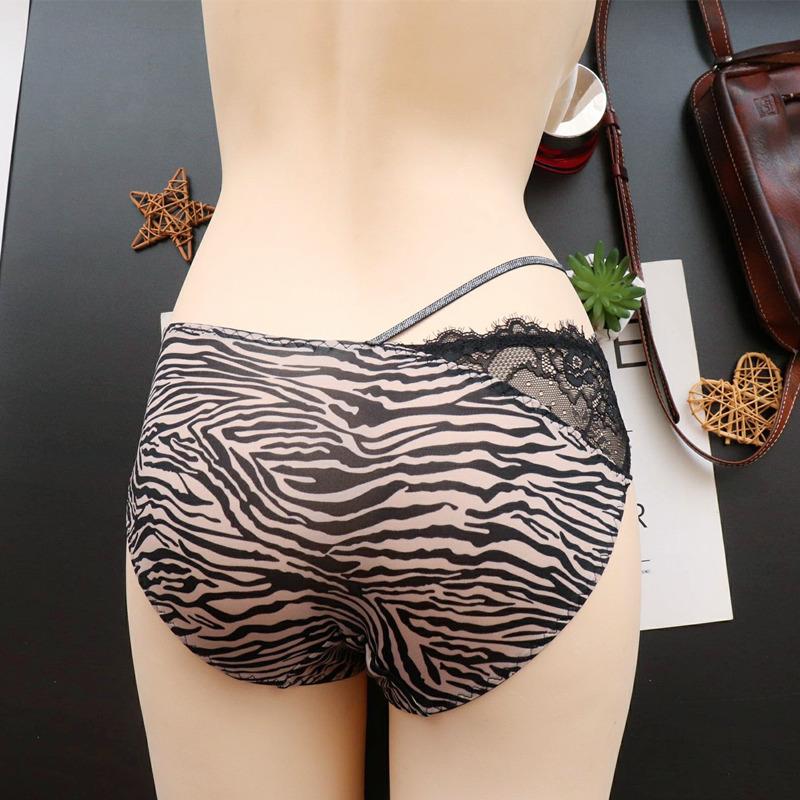 Women's Panties Milk Silk Underwear Ribbon Cross Cutout Lace Panties Women's Zebra Briefs Low Rise
