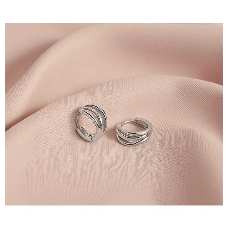 Women 925 Silver Needle Rose Gold Buckle Hoop Earrings Advanced Niche Ear Jewelry