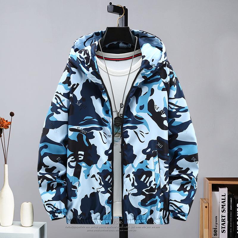 Men's Reversible Camouflage Hooded Jacket – Spring/Autumn Thin Casual Jacket, Youth Large Size.