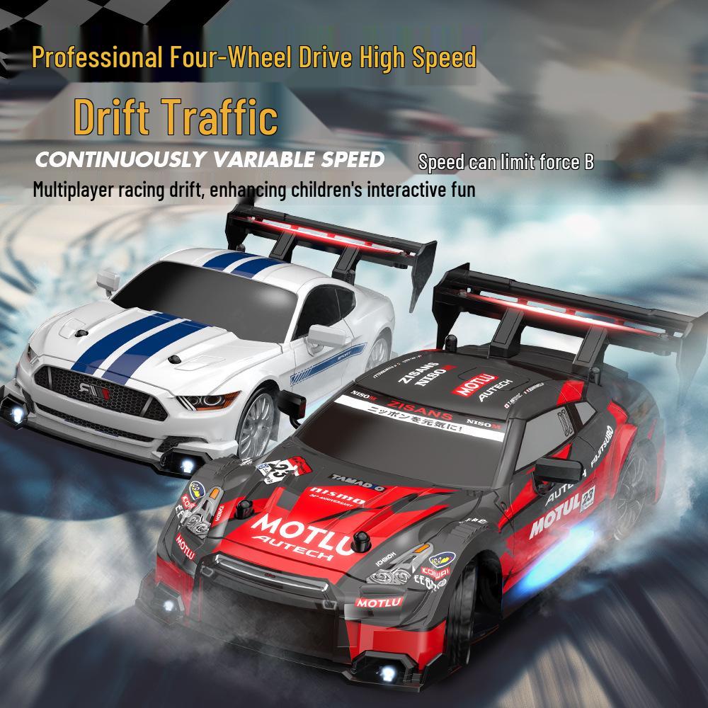 1:24 RC Drift High-Speed Mustang AE86, Four-Wheel Drive Racing Toy Car, Rechargeable Model.