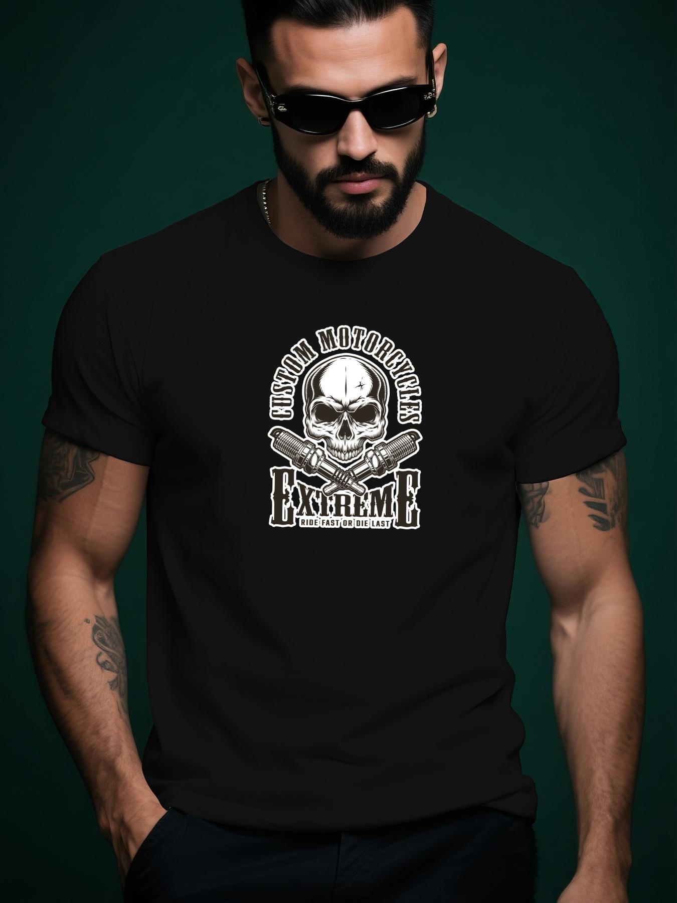 Skull and Piston Spark Plug Graphic Tshirt Graphic Tshirt... XL