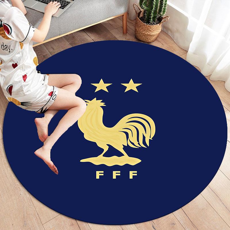 France National Football Team Round Area Rug,Carpet Rug for Living Room Bedroom Sofa Playroom Decor,Non-slip Floor Mat