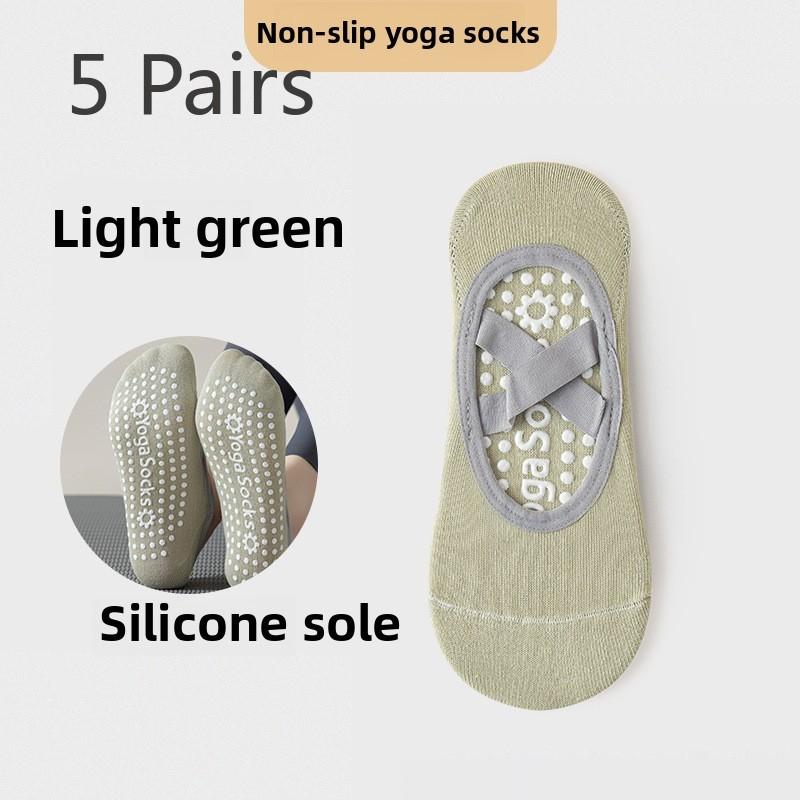 5 Pairs of Female Spring and Autumn Sports Silicone Non Slip Indoor Fitness Pilates Professional Yoga Boat Socks