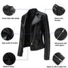 2024 Women's Slim PU Leather Motorcycle Jacket - New Autumn/Winter Short Coat