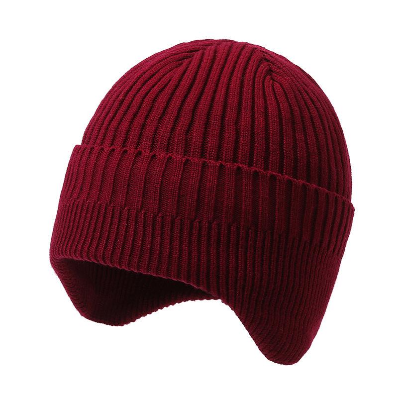Men's Wool Hat, Ear Protection, Knitted Hat, Winter Autumn and Winter Thickened Warm Outdoor Cold Cycling Cold Hat Women