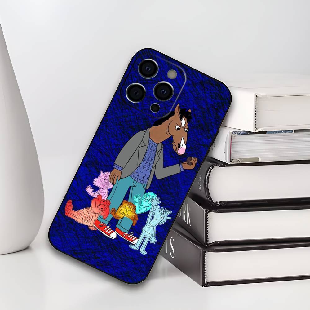Cartoon B-BoJack Horsemans Phone Case For IPhone 17,16,15,14,13,12,11,Plus,Pro,Max,Plus,XS,soft Case Black Silicone