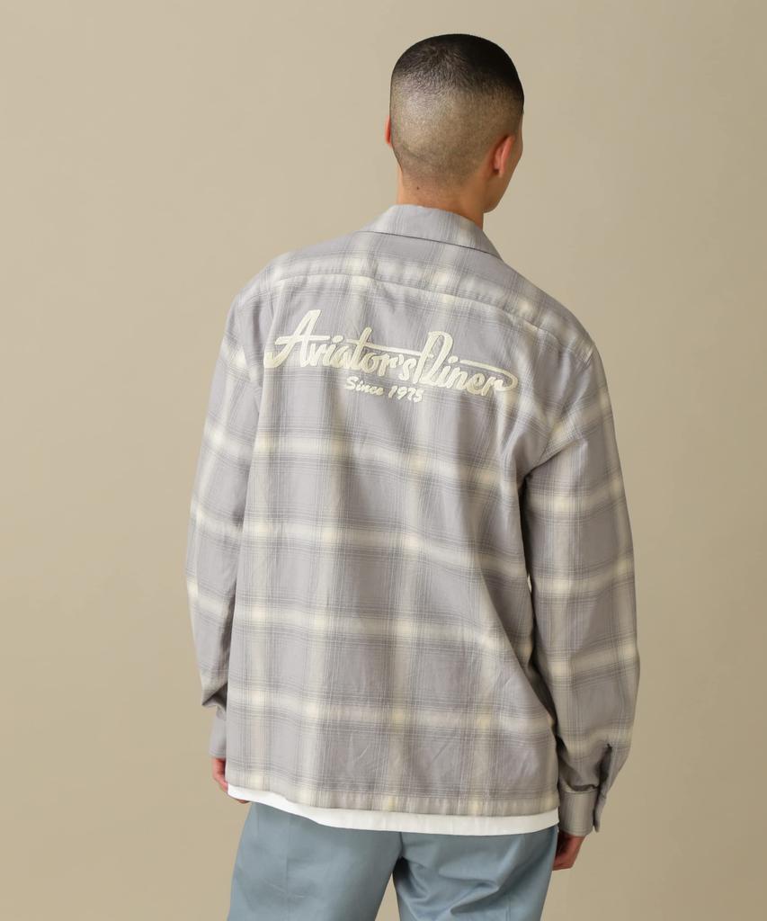 Avirex Long Sleeve Cotton Linen Ombre Size Light Size Size Men's Shirt, XL, Gray, 023, 783-3120014, L/S/C/L, A/DINER.
