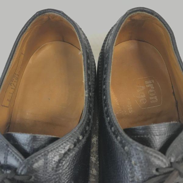 70s-80s Iron Age Steel Toe Wingtip Shoes 10 27.5-28cm Black ANSI Z41.1(USED)