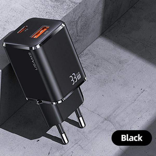 Ładowarka sieciowa 33W USAMS Power Delivery USB-C/USB-A Czarna