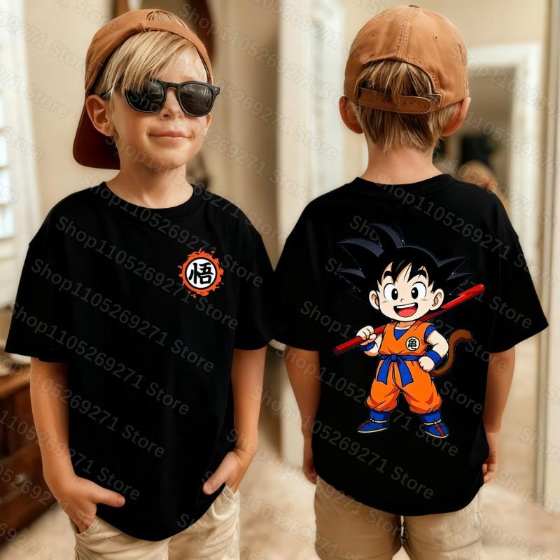 Anime Dragon Ball Kids T-shirt Son Goku Cute Cartoon Fashion Print Summer Cotton Boys Girls Loose Short Sleeve Clothing Gifts