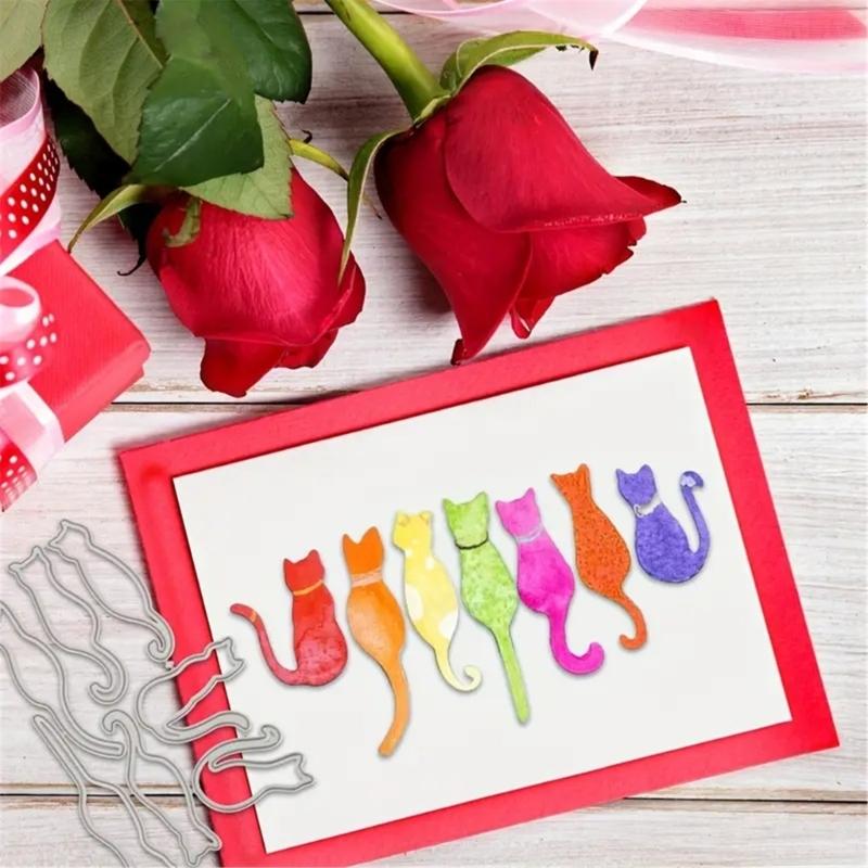 Cats Kitten Cutting Dies Metal Embossing Stencils Carbon Steel Die Cut Templates for Card Making Photo Album Decoration