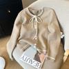 2024 Tea-Themed Fashionable Women's Knitted Sweater Cardigan - Early Autumn, Round Neck, High-End Style.