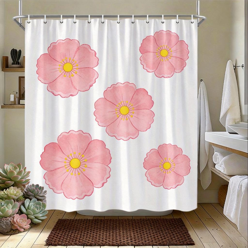 Minimalist Fish Shower Curtain 180x180cm – Stylized Blue Geometric Pattern, Abstract Bathroom Decor, 12 Hooks