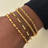 4 pièces Bracelets Dorés en Acier Inoxydable pour Femmes, Étanche Plaqué Or 18K Empilables Chaîne Corde Cubaine Bracelets Délicats