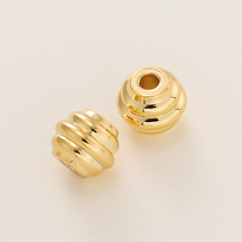 10 Stück/Los 4*5mm 14/18K Goldfarben Beschichtete Gestreifte Perlen Für Handgemachten DIY Armband Halskette Schmuckherstellung Zubehör