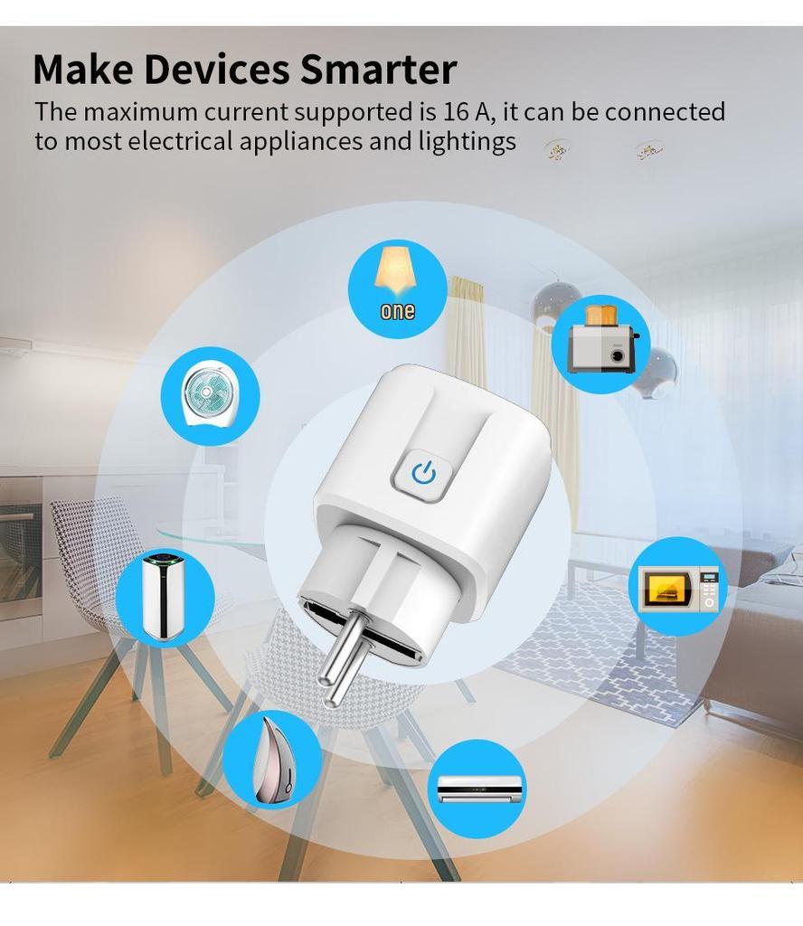 Smart WiFi Socket EU Timer Plug with Alexa/Google Voice & App Control