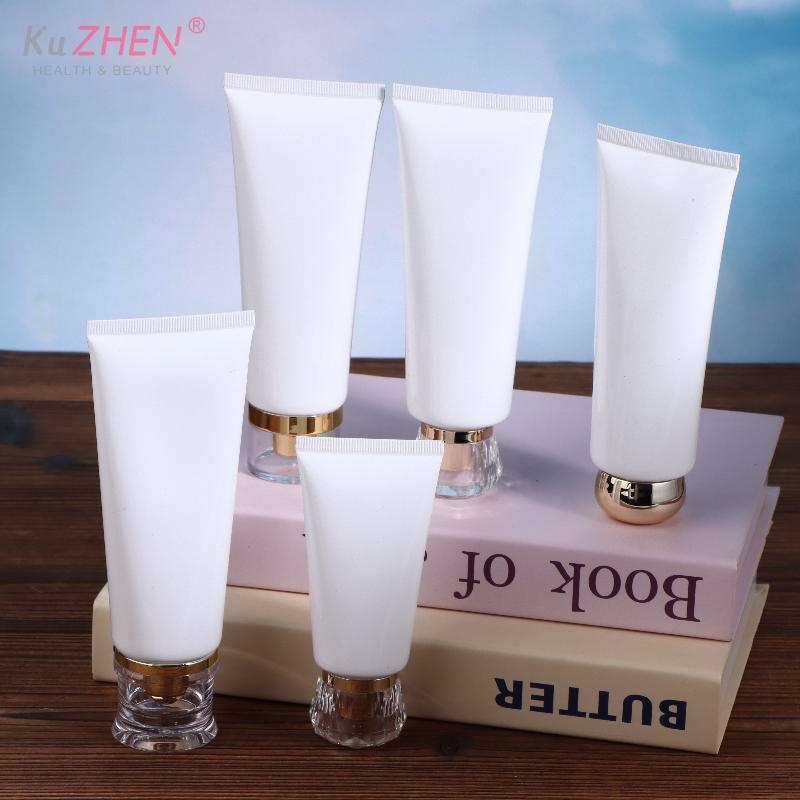 3Pcs 50/100ml White Empty Cosmetic Squeeze Tubes Travel Dispensing Tubes Refillable Containers For Lotion Cream Facial Cleaner
