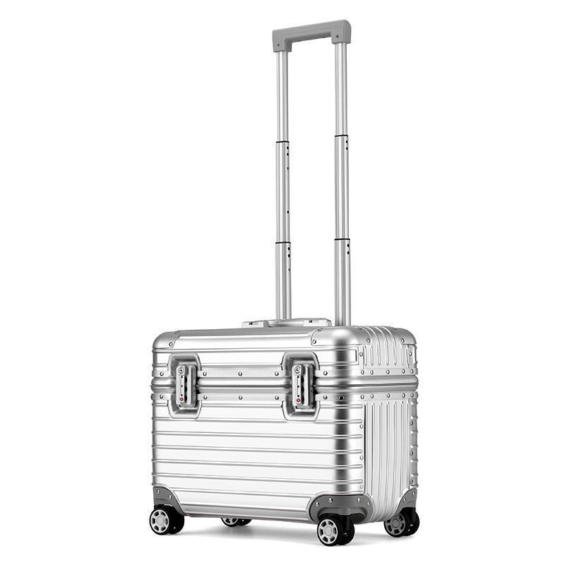 Trolley fotografico in lega di alluminio e magnesio da 20 pollici con coperchio a ribalta, scatola per fotocamera orizzontale, valigia da imbarco per uomini e donne