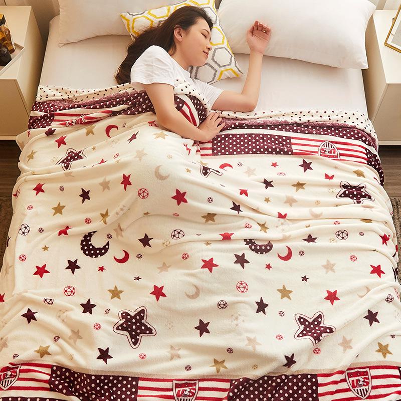 Flannel Coral Fleece Blanket for All Seasons - Air Conditioning & Winter Use