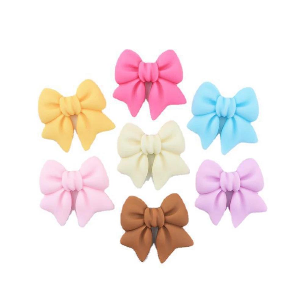 10PCS Cartoon Colorful Bow Resin Decoration Crafts Flatback Cabochon Scrapbooking Fit Phone Decor Embellishments DIY Accessories