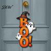 Decorative Hanging Sign Halloween Boo Ghost Sign, Wooden Door Hanger Cute Decor Witch Hat for Front