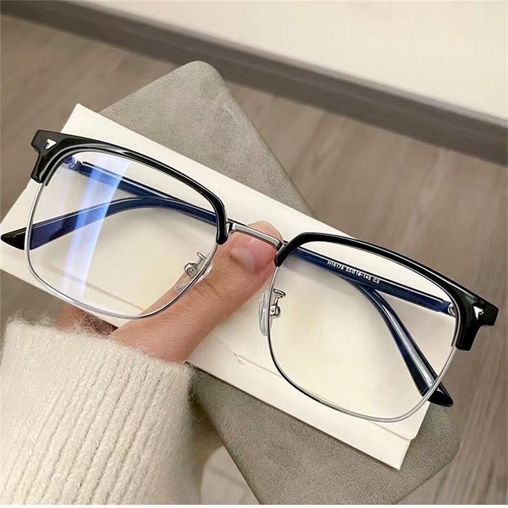 Semi Rimless Computer Clear Glasses Classic Anti Blue Light Blocking Glasses Men Women Square Ray Filter Eyeglasses Frame Goggle