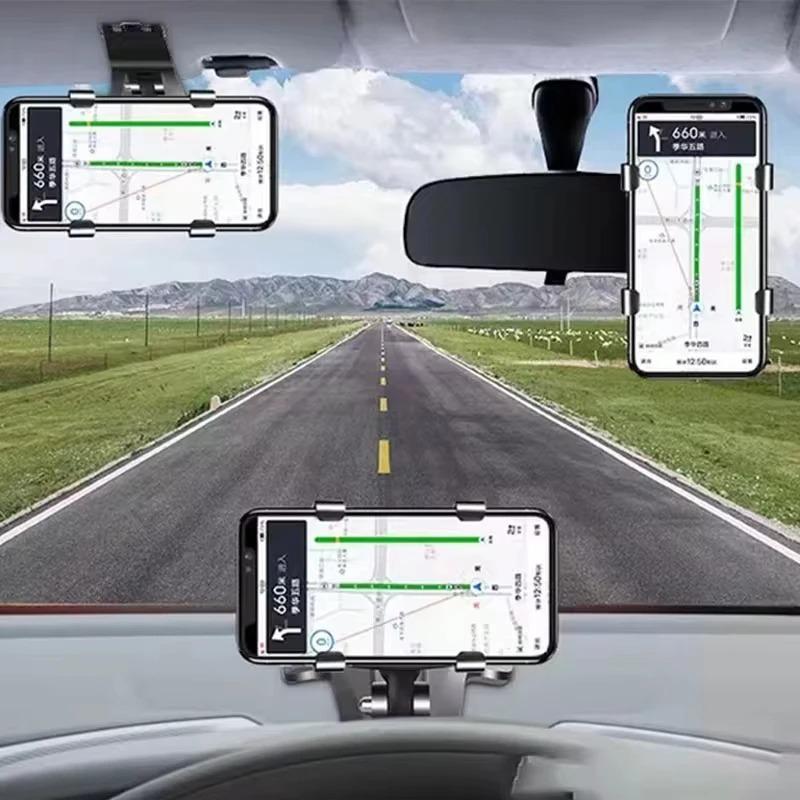 Universal Car Phone Holder, Dashboard Windshield Mount with Strong Suction Cup, 360° Rotatable Car Clip Stand for GPS Cell Phone