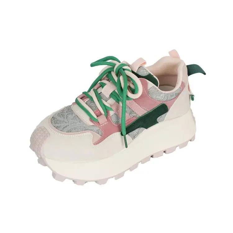 Moda Nova Mulher Tênis Moda Versátil Tênis Feminino Tênis de Malha Respirável Plataforma Confortável Tênis Casuais