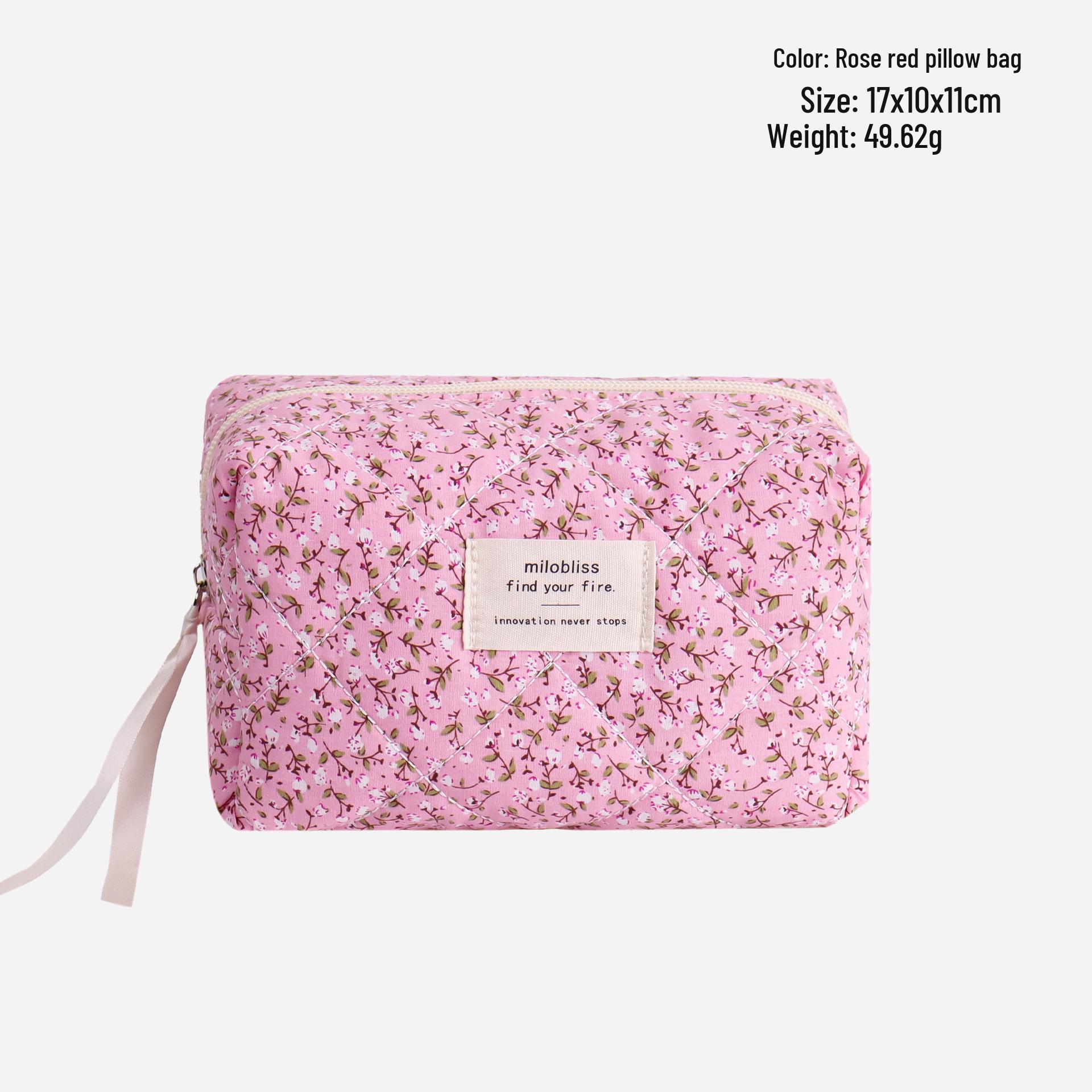 

Elegant Floral Quilted Makeup Bag – Large Capacity, Portable Beauty Clutch