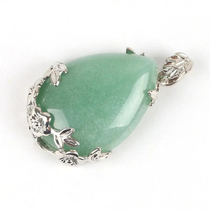 1pc New Sweater Chain Teardrop-shaped Natural Stone Rose Necklace Ladies Fresh Pendant Creative Paragraph