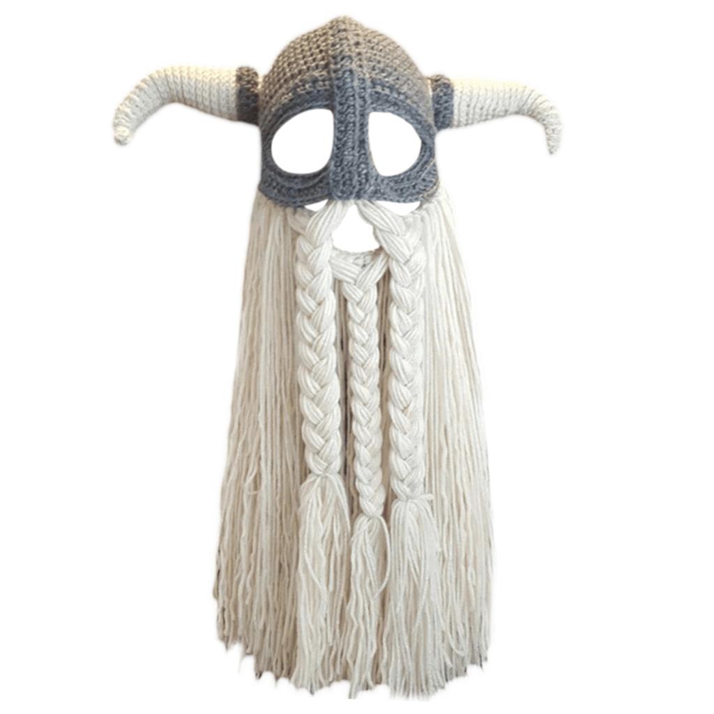 Novelty Devil Horn Beard Hat Knitted Pullover Hat for Outdoor Winter Warmth Adult Halloween Costume Roleplay Props Caps