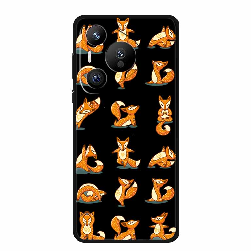 Black Silicone Case For Huawei Pura 70 Pro Case Cartoon Cat Soft Back Cover For Honor 400 Pro 5G Phone Case 400Pro Coque Funda