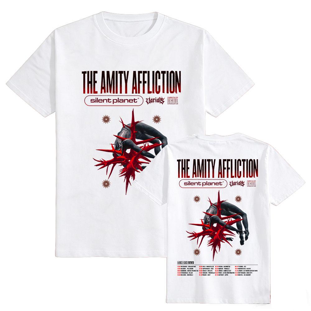 The Amity Affliction Tour T-shirt House of Cards Album Print Tshirts Unisex Streetwear Cotton Summer Male Tees Print Tops XS белый