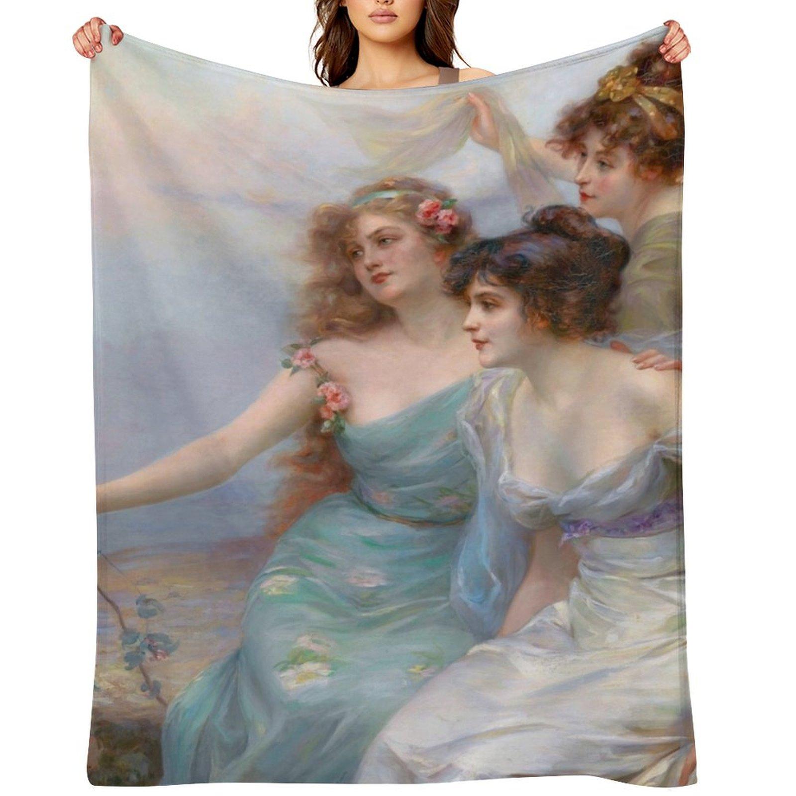 The Three Graces Throw Blanket bed plaid Blankets For Sofas Polar Luxury St Blankets 30x40in