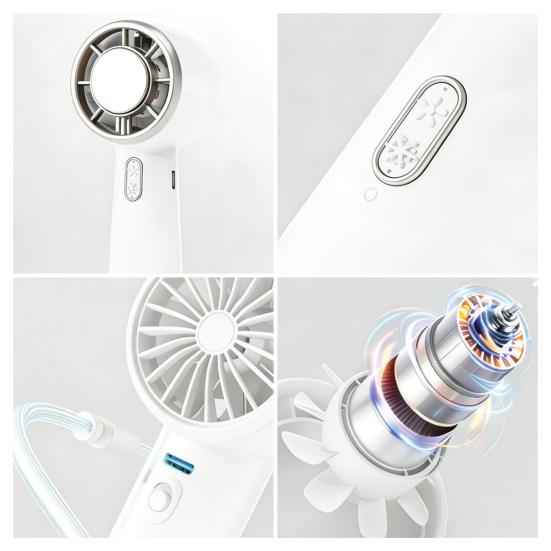 Ice Cooling Mini Handheld Fan Speed Adjustable Small Desk Fan USB Rechargeable Portable