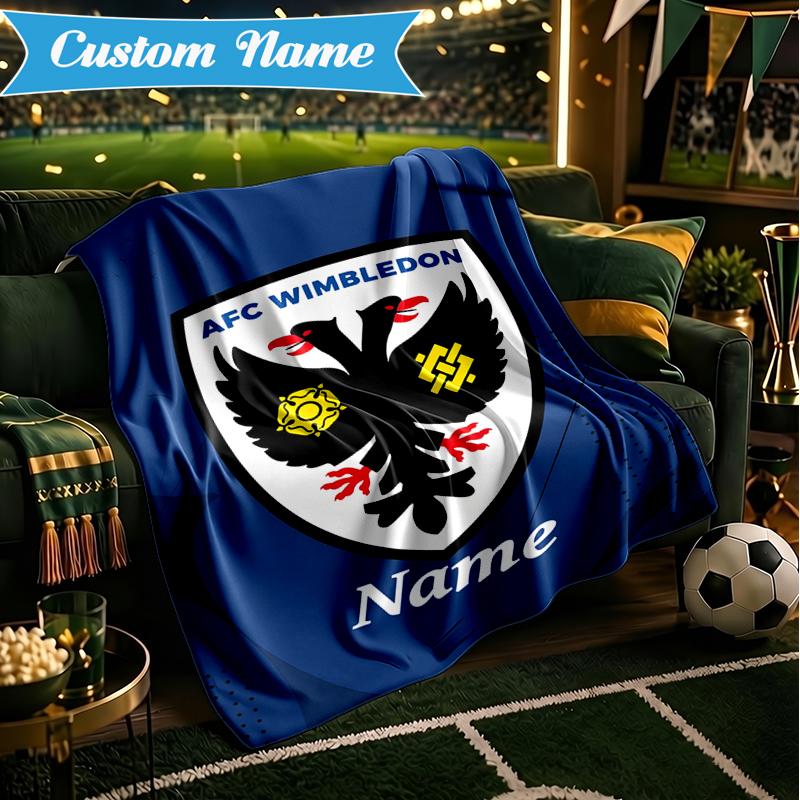 Custom Name Wimbledon Football Club Crest Blanket Lightweight Ideal Bedding Blanket Perfect for Travel, Camping, Living Rooms, Sofas,Christmas gift