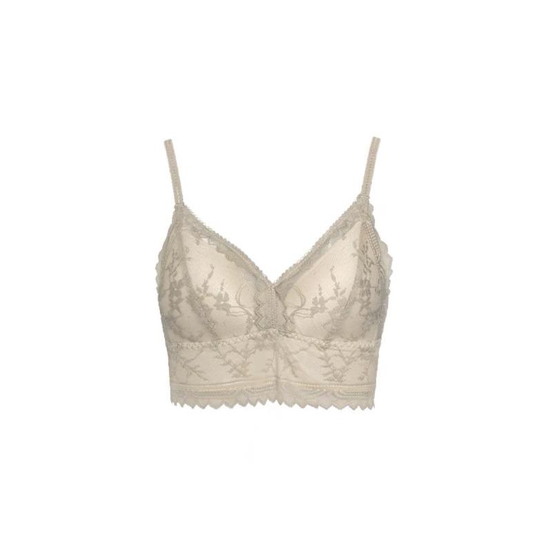 

mbroidery omantic ace hin -eck reathable Beauty Back No teel Ring athering Bra rench Triangle up nderwear 85 thin (applicable to 38abc) слонова кістка