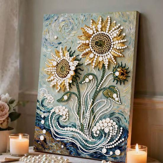 Kit de Pintura com Pérolas de Plástico para Adultos DIY Arte 3D com Pérolas Artesanato Pérolas de Plástico Tela Pré-Impressa Conjunto para Decoração de Casa Amantes de Artesanato