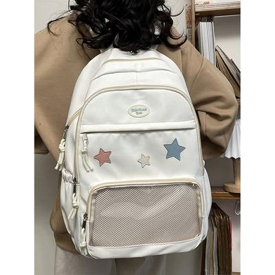 Japanese Y2k Aesthetic Star Transparent Backpack Women Students Casual Kawaii Star Schoolbag Girl High Capacity Preppy Backpacks