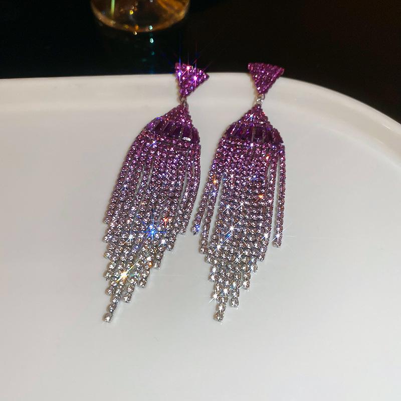 Hochwertige Silbernadel Zirkon Blume Fransenohrringe Europäische und Amerikanische Leichter Luxus Temperament Ohrringe Retro Nischenohrringe