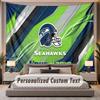 Benutzerdefinierte Namens-Text-Wandteppich Seattle Seahawks Personalisierter Polyester-Wandteppich für Schlafzimmer und Zimmer