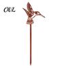 Flower Pot Inserts Rusty Silhouette Garden Stake, Rustic Insert for Patio, Vintage Iron Art Bird Bee Butterfly And Ladybug Design Metal Outdoor