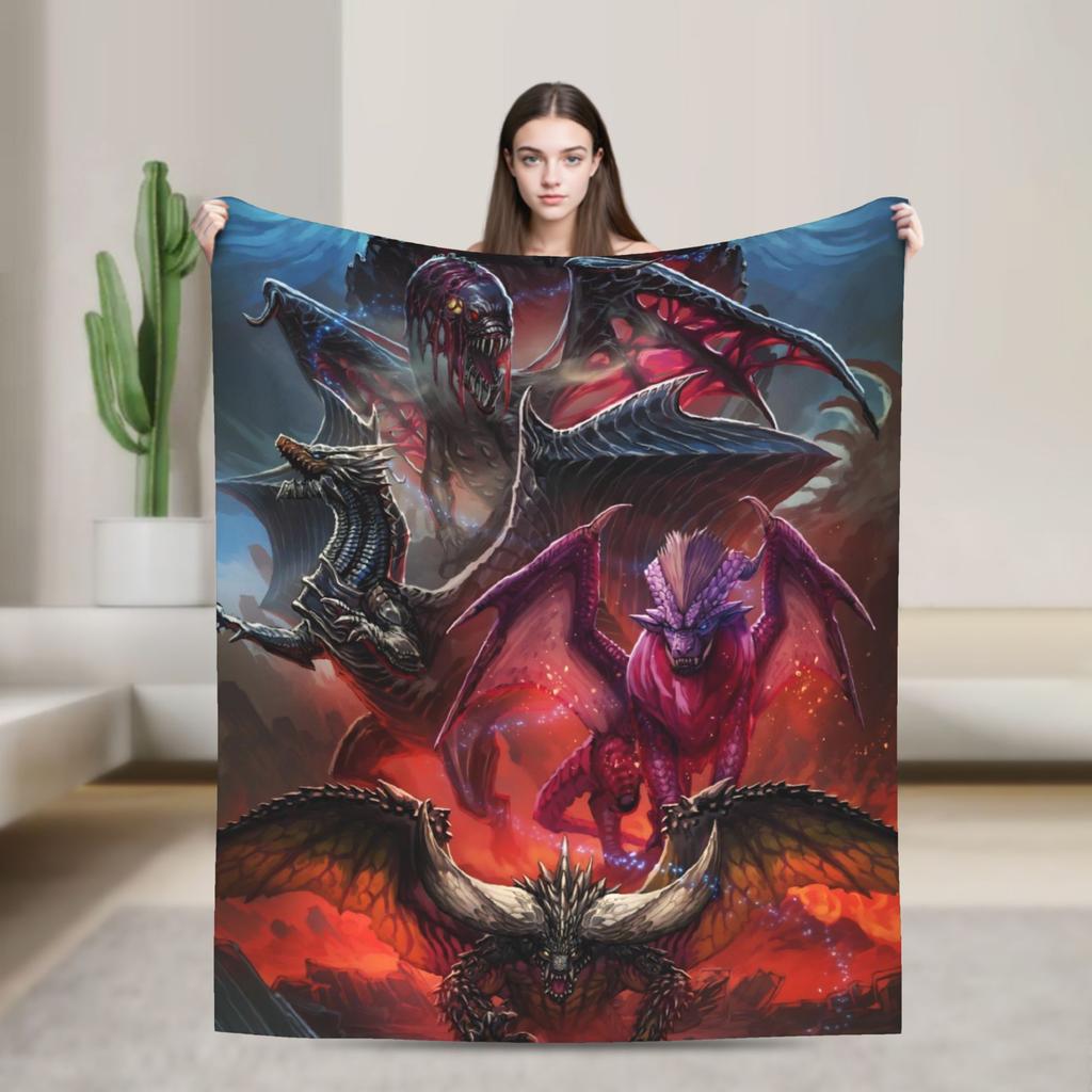 Monster Hunter Wilds Flannel Blanket Winter Soft Durable Throw Blanket for Couch Chair Fashion Bedspread Sofa Bed Cover