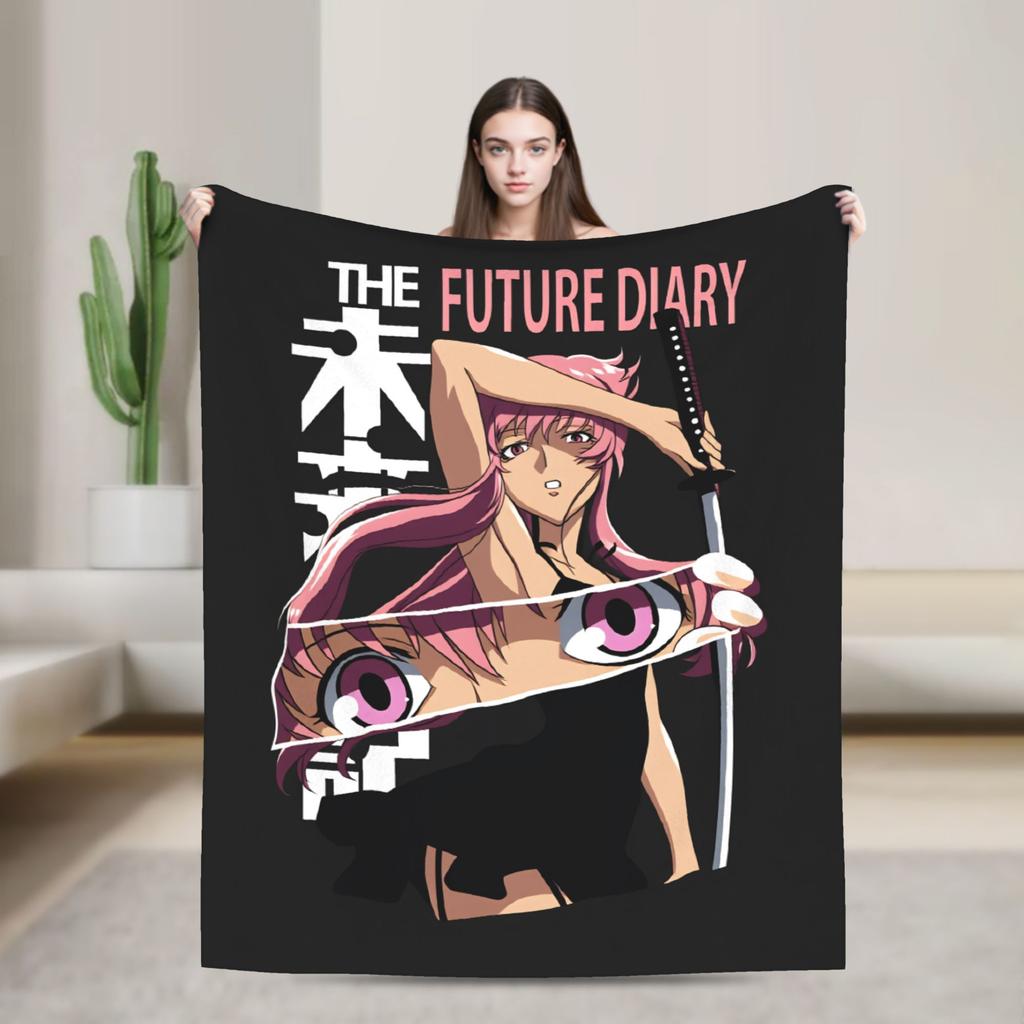Mirai Nikki Gasai Yuno Super Soft Blankets Plush Throw Blanket Street Trend Couch Chair Flannel Bedspread Sofa Bed Cover
