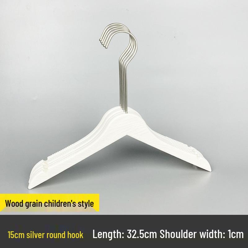 Children's Non-slip Hanger: Plastic Imitation Wood, Black & White, Unpainted Wood Color, No-mark Pants Rack