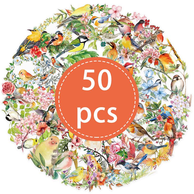 High-Quality 50Pcs High-Quality Cute High-Quality Cartoon High-Quality Bird High-Quality And High-Quality Flower High-Quality Stickers High-Quality