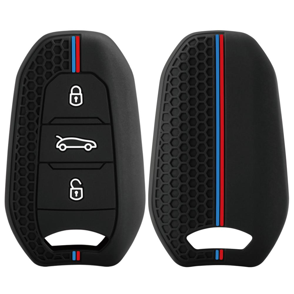 For Peugeot 3008 307 308 207 208 407 508 206 2008 301 5008 For Citroen C2 C3 C4 C5 Silicone Key Cover Key Case Car Keychain Fob
